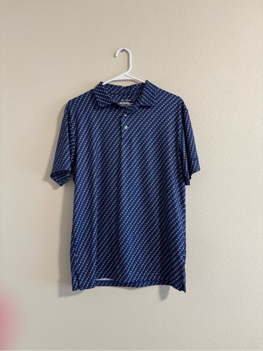 Ben Hogan Navy Blue Geometric Print Polo
